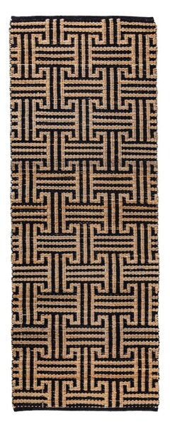 Černý/v přírodní barvě ručně tkaný běhoun s příměsí juty 80x230 cm Meander Jute – Flair Rugs
