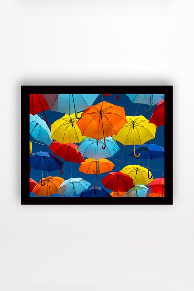 ASIR Obraz na MDF s rámem BAREVNÉ DEŠTNÍKY 56 x 41 cm