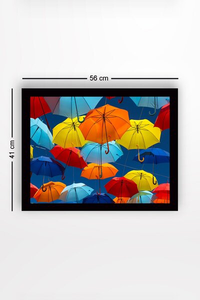 ASIR Obraz na MDF s rámem BAREVNÉ DEŠTNÍKY 56 x 41 cm