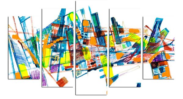 ASIR Obraz na MDF 5ks BAREVNÉ LINIE 20 x 60 (1) 20 x 50 (2) 20 x 40 cm (2)
