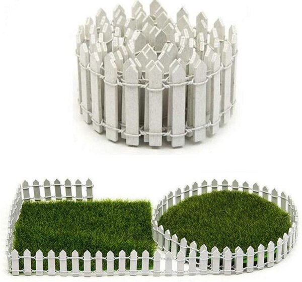 Miniaturní zahrada plot - Dřevěný - Bílá - 90 x 5 cm - Sada na vlastní výrobu