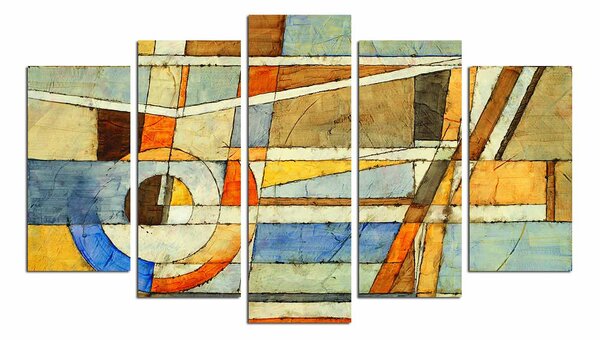ASIR Obraz na MDF 5ks LINIE A BARVY 20 x 60 (1) 20 x 50 (2) 20 x 40 cm (2)