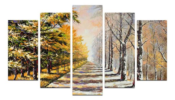 ASIR Obraz na MDF 5ks PODZIM ZIMA 20 x 60 (1) 20 x 50 (2) 20 x 40 cm (2)