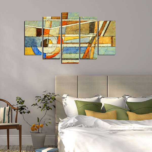 ASIR Obraz na MDF 5ks LINIE A BARVY 20 x 60 (1) 20 x 50 (2) 20 x 40 cm (2)