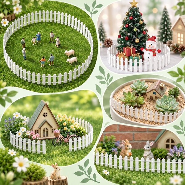 Miniaturní plot, bílý latový plot, 89 x 5 cm, 2 kusy
