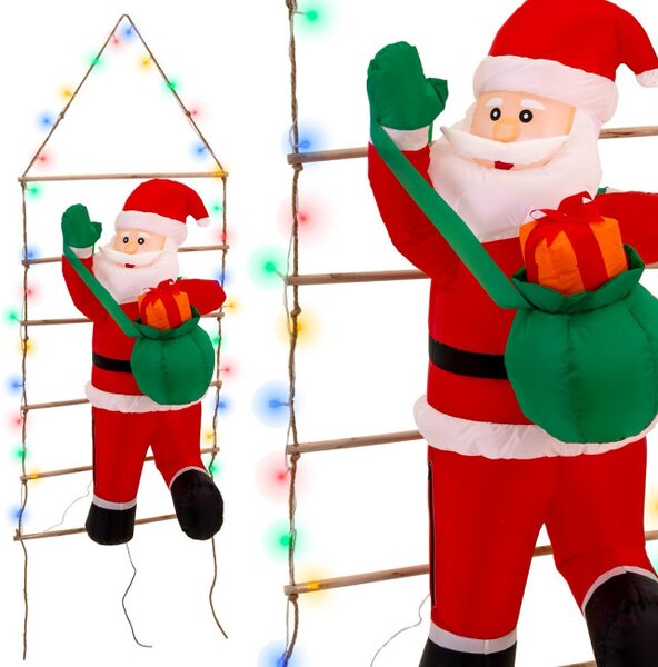 Nafukovací Santa Claus na žebříku 150 cm s LED osvětlením
