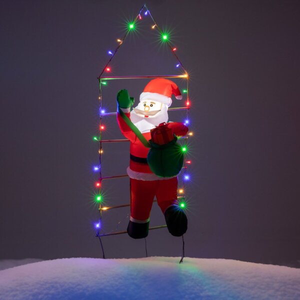 Nafukovací Santa Claus na žebříku 150 cm s LED osvětlením