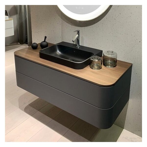 Duravit Happy D.2 Plus - Umyvadlová mísa broušená, 600x460 mm, antracit matná 2360601300