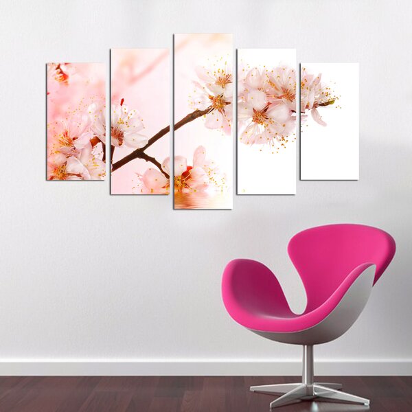 ASIR Obraz na MDF 5ks KVĚTY TŘEŠNĚ 20 x 60 (1) 20 x 50 (2) 20 x 40 cm (2)