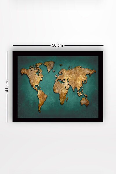 ASIR Obraz na MDF s rámem KONTINENTY V ZELENÉM 56 x 41 cm
