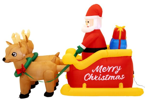 Nafukovací Santa Claus na saních se sobíky 212 cm