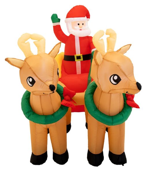Nafukovací Santa Claus na saních se sobíky 212 cm
