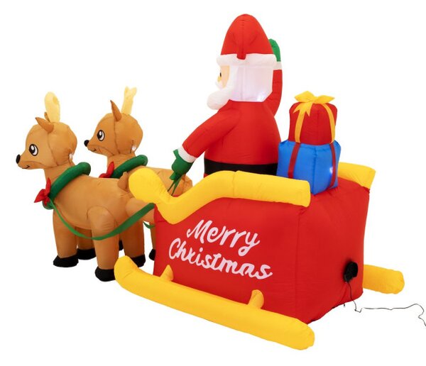Nafukovací Santa Claus na saních se sobíky 212 cm