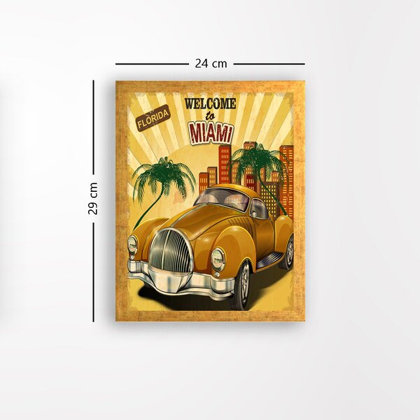 ASIR Obraz na MDF s rámem VÍTEJTE V MIAMI 24 x 29 cm