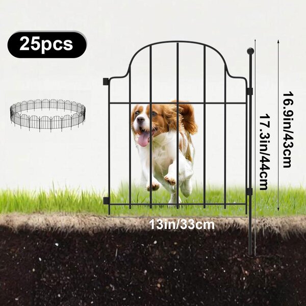 Kovové panely pro oplocení zahrady, 25 kusů, odolné proti korozi, rozměry 43 cm (výška) × 8,25 m (délka)