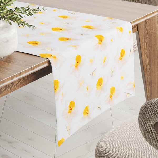 Biante Teflonový běhoun na stůl TF-137 Narcisky na bílém 20x120 cm