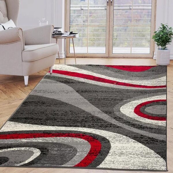 Makro Abra Kusový koberec CHEAP D317A tmavě šedý červený Rozměr: 180x270 cm