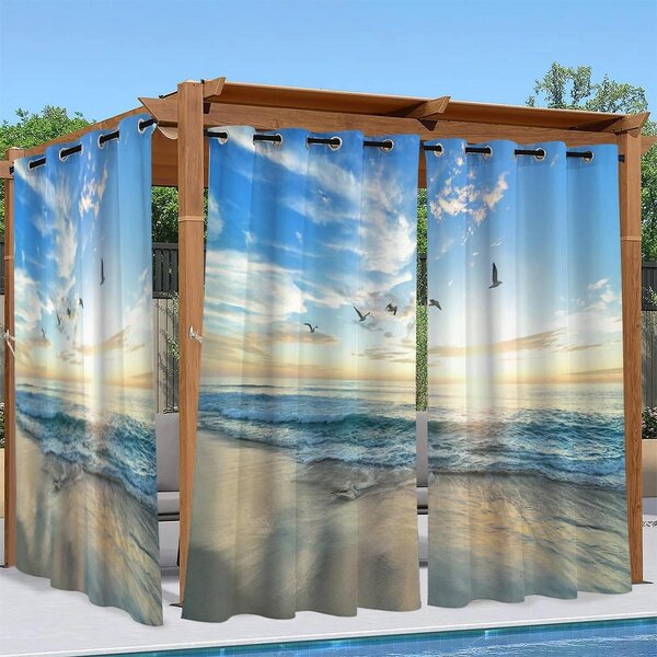 Venkovní záclona - Voděodolná - S očky - 132 x 213 cm - 2 kusy - Terasa a pergola