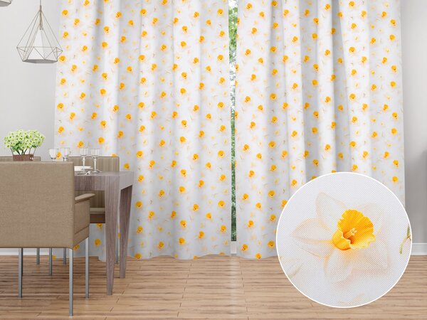 Biante Dekorační závěs TF-137 Narcisky na bílém 140x140 cm