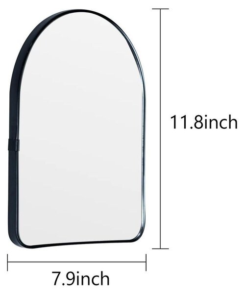 Zrcadlo na zeď, koupelnové zrcadlo, kosmetické zrcadlo - 7,9 x 11,8 cm - plast - černé - vhodné do koupelny a na toaletní stolek