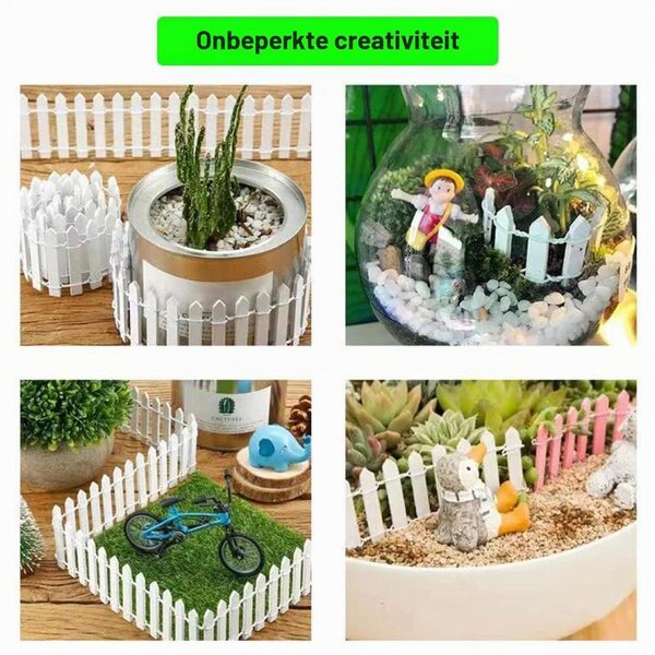 Miniaturní oplocení, zahradní plot z dřeva, bílý dřevěný plot o rozměrech 90x5 cm, ideální doplněk pro trpaslíky