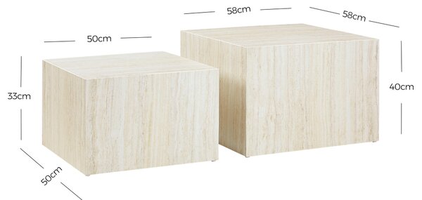 SADA KONFERENČNÍCH STOLKŮ, béžová, kompozitní dřevo, 58-50/58-50/40-33 cm Livetastic - Konferenční stolky, Online Only