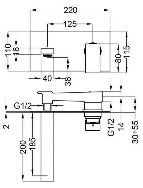 Teorema Pillar - Umyvadlová baterie pod omítku s Clic-Clac zátkou, černá matná 8G316BB