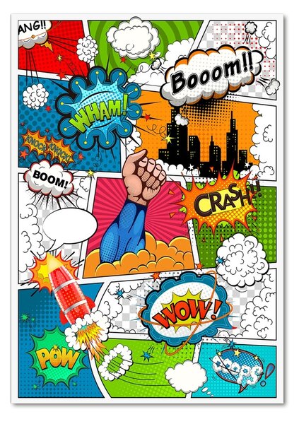 Vertikální Moderní skleněný obraz z fotografie Komix osv-111159262
