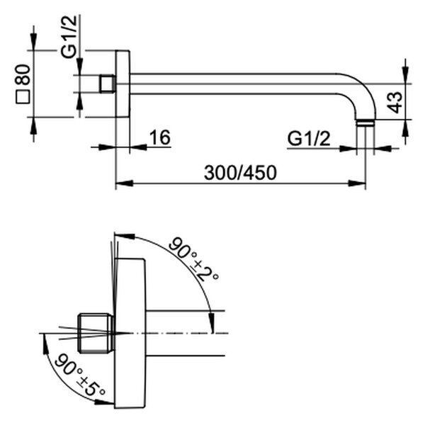 Keuco Ixmo - Rameno pro hlavovou sprchu 300 mm, chrom 53088010302