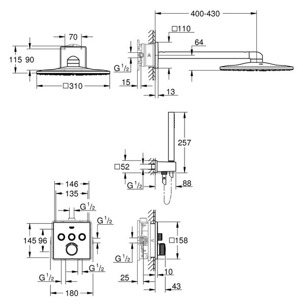 GROHE SmartControl - Sprchový set, Chrom 34712000