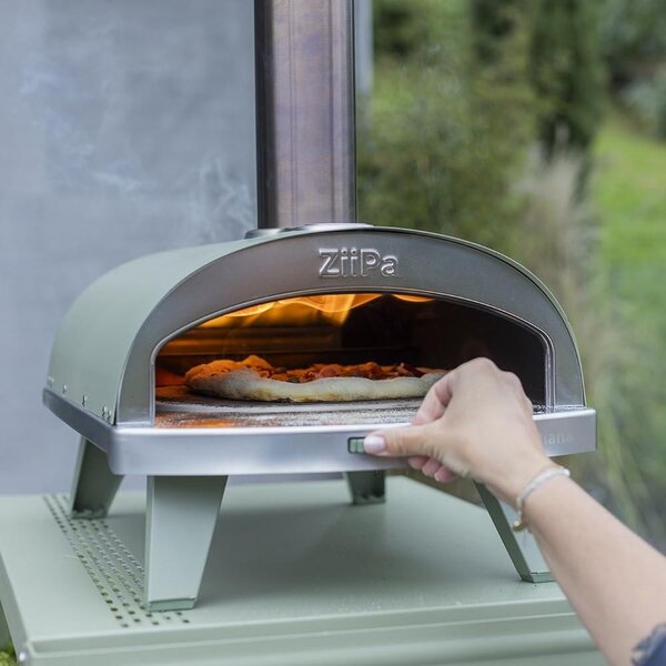 Pizza pec s peletkami - Eukalyptus - Žáruvzdorný kámen 31 cm - S teploměrem