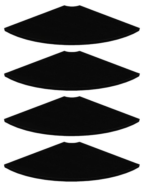 Rohová police nástěnná police - 30 cm - 4 díly - Černá - Dřevo