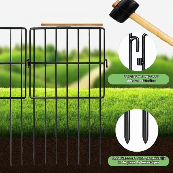 Dekorativní zahradní plot, dekorativní ohrada, 10 kusů (43x33 cm), kovový plot, plot pro okrasné zahrady, vhodné pro květinové záhony, stromy, zvířata, zahradu, terasu, kompletní sada, černá barva
