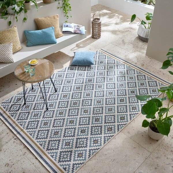 Žluto-modrý vnitřní a venkovní koberec 120x170 cm Zia Trellis – Flair Rugs