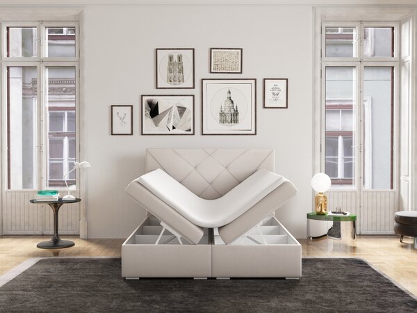 Boxspring postel 140 cm Darro (bílá) (s úložným prostorem)