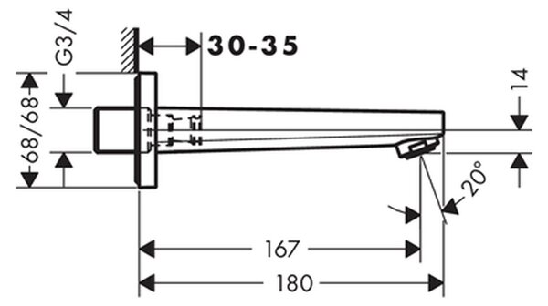 Hansgrohe Metropol Vanový výtok, chrom 32542000