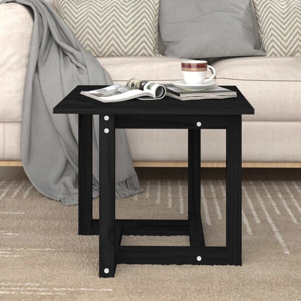 Konferenční stolek černý 50 x 50 x 45 cm masivní borové dřevo