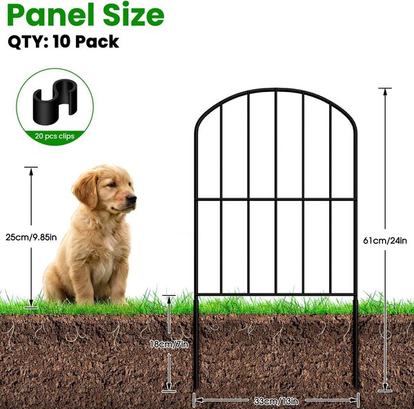 Dekorativní plot pro zahradu - 10 kovových panelů - 20x20 centimetrů - plot jako bariéra, plot pro psy - vnější oplocení