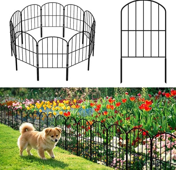 Dekorativní plot pro zahradu - 10 kovových panelů - 20x20 centimetrů - plot jako bariéra, plot pro psy - vnější oplocení