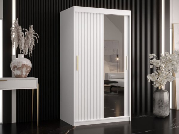 Šatní skříň se zrcadlem Towiro Slim 2 100, Barva: černá 5903211199363