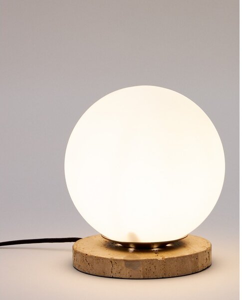 Bílá stolní lampa se skleněným stínidlem (výška 22 cm) Malachi – Kave Home