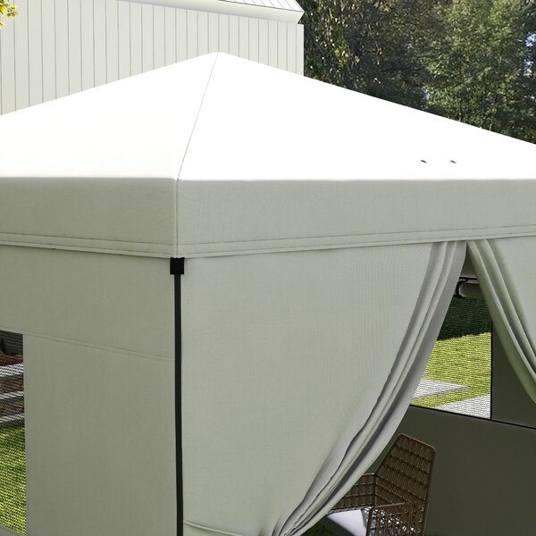 Zahradní altán Outsunny s pop-up skládací konstrukcí 3x3m se 4 bočními stěnami, 2 síťovými okny, nastavitelnou výškou, voděodolný s UV ochranou, s taš