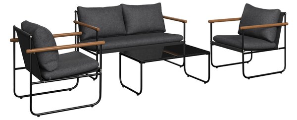 TERASOVÁ SEDACÍ SOUPRAVA 4dílné, kov, sklo, textil Ambia Garden - Online Only zahradní nábytek, Online Only