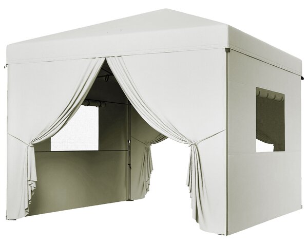 Zahradní altán Outsunny s pop-up skládací konstrukcí 3x3m se 4 bočními stěnami, 2 síťovými okny, nastavitelnou výškou, voděodolný s UV ochranou, s taš