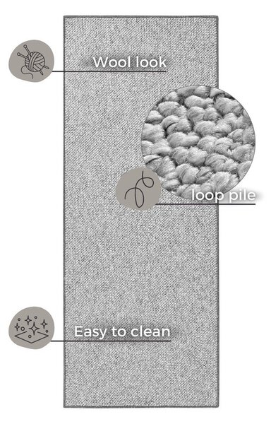 Šedý běhoun 80x200 cm Wolly – BT Carpet