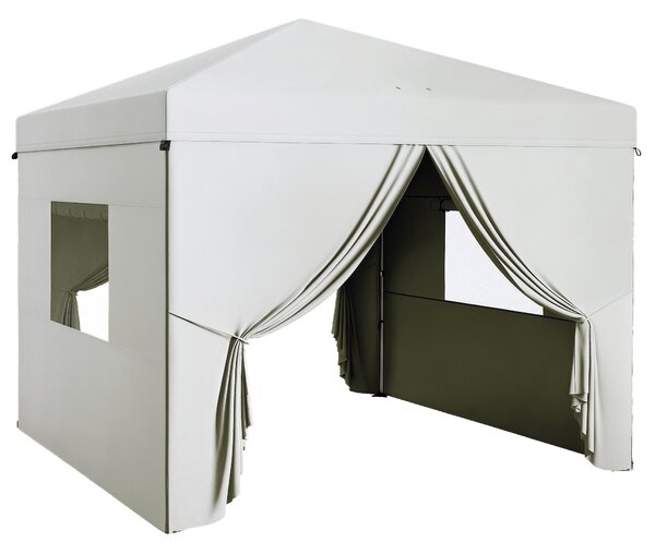 Zahradní altán Outsunny s pop-up skládací konstrukcí 3x3m se 4 bočními stěnami, 2 síťovými okny, nastavitelnou výškou, voděodolný s UV ochranou, s taš
