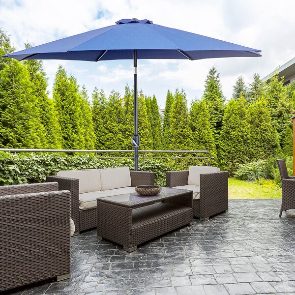 Zahradní slunečník Outsunny Ø295x250 cm s kličkou - venkovní slunečník s náklonem a odnímatelným kovovým stožárem pro terasu, bazén a patio | Aosom