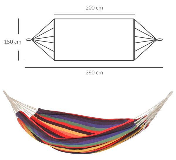 Outsunny Přenosná Dvouvrstvá Bavlněná Hamaka 290x150 cm S Nosností 120 kg a Taškou na Outdoor Kempování a Cestování | Aosom