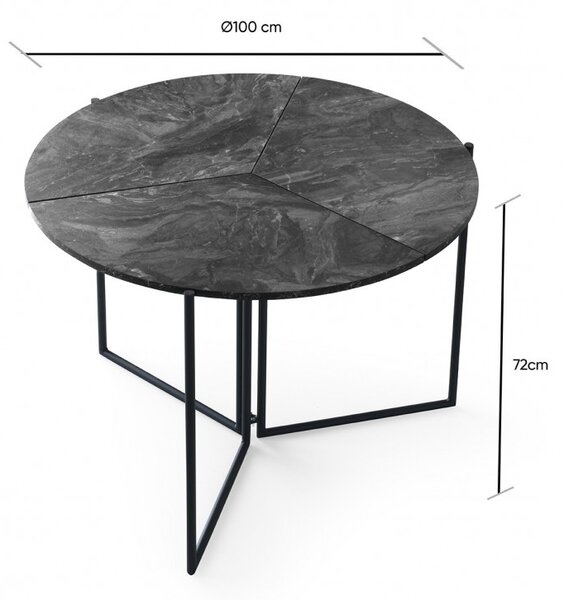 Hanah Home Jídelní skládací stůl Yaprak 100 cm šedý mramor