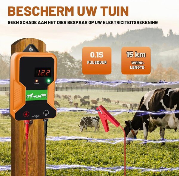 15 km elektrického oplocení, elektrické ohrady pro zvířata, vodotěsné